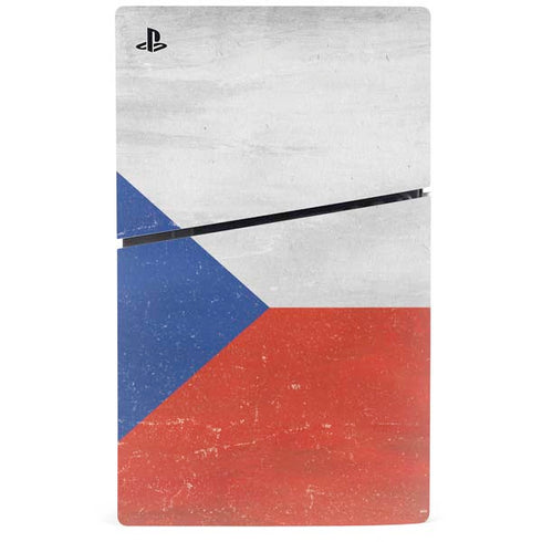 Czech Republic Flag Distressed PS5 Slim Disk Console Skin